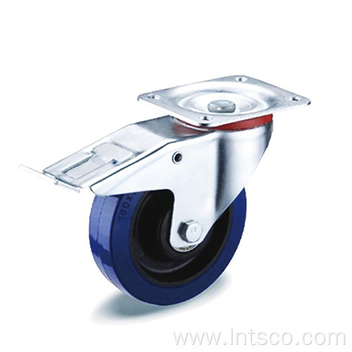 Industrial Blue Elastic Rubber Brake Casters